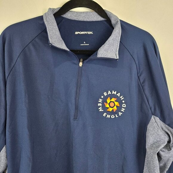 Sport-Tek Long Sleeve 1/4 Zip Pullover Mens Size L Navy Blue Shirt - Picture 2 of 12